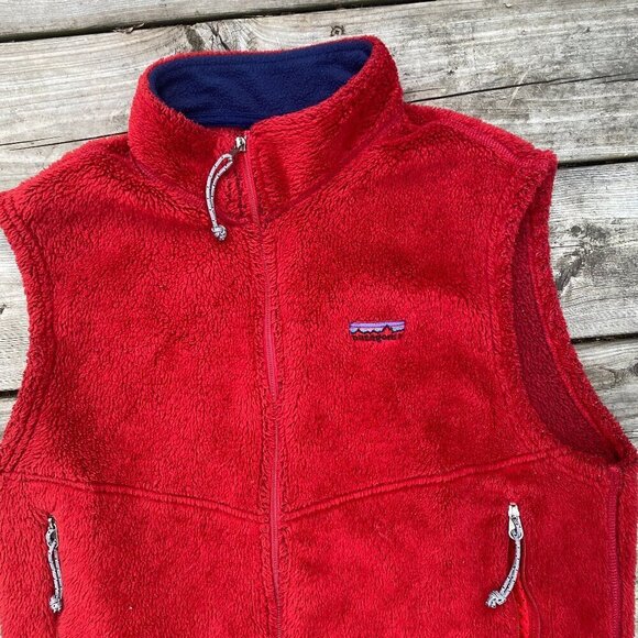 Vintage 2001 Patagonia Polartec Fleece Vest Large Made in USA Red - Picture 1 of 13